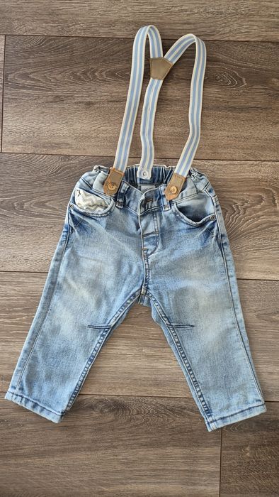 Jeansy spodnie dla chłopca na szelkach rozmiar 68 h&m