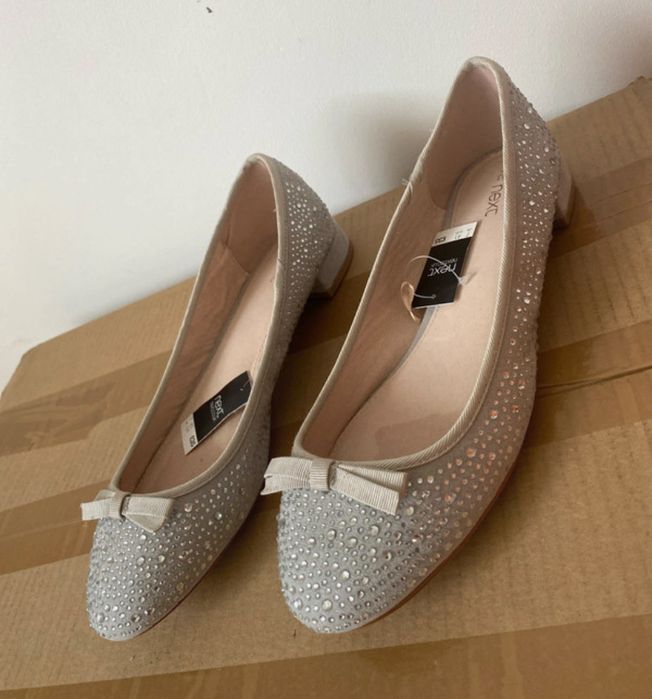 Baleriny cekiny szare srebrne NEXT jak nowe metka