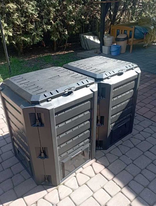 Kompostownik segmentowy 2-komorowy 800L czarny plastikowy do ogrodu