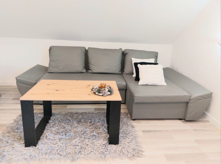 -50% Piękny Narożnik w SUPER cenie sofa z funkcją spania eko SKÓRA