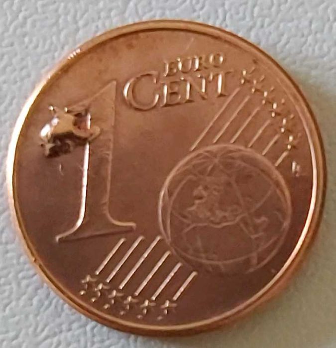 1 Centimo de 2013 de França com DEFEITO na cunhagem