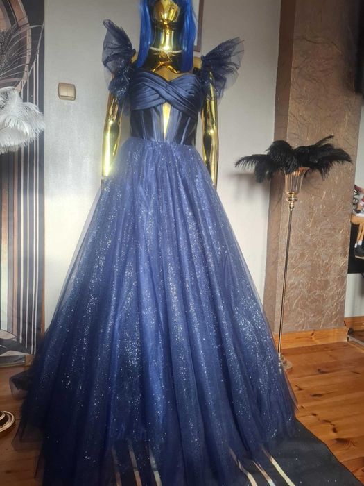 Suknia balowa na studniówkę. Ortis granatowa R34. Polski producent!