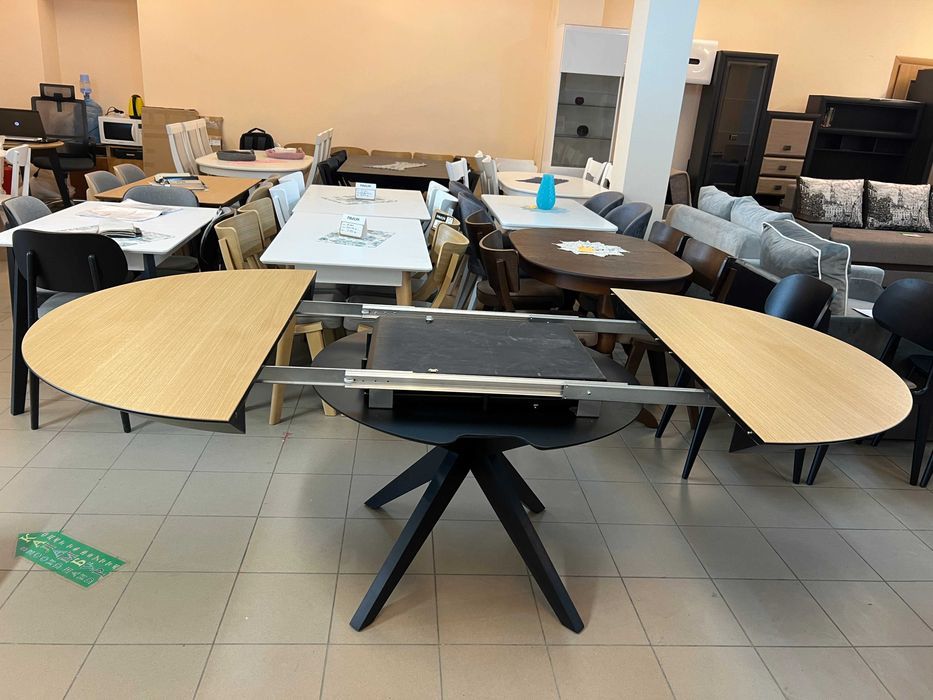 Стіл Нова Д130+50+50 круглий розкладний кухонний у вітальню в гостинну