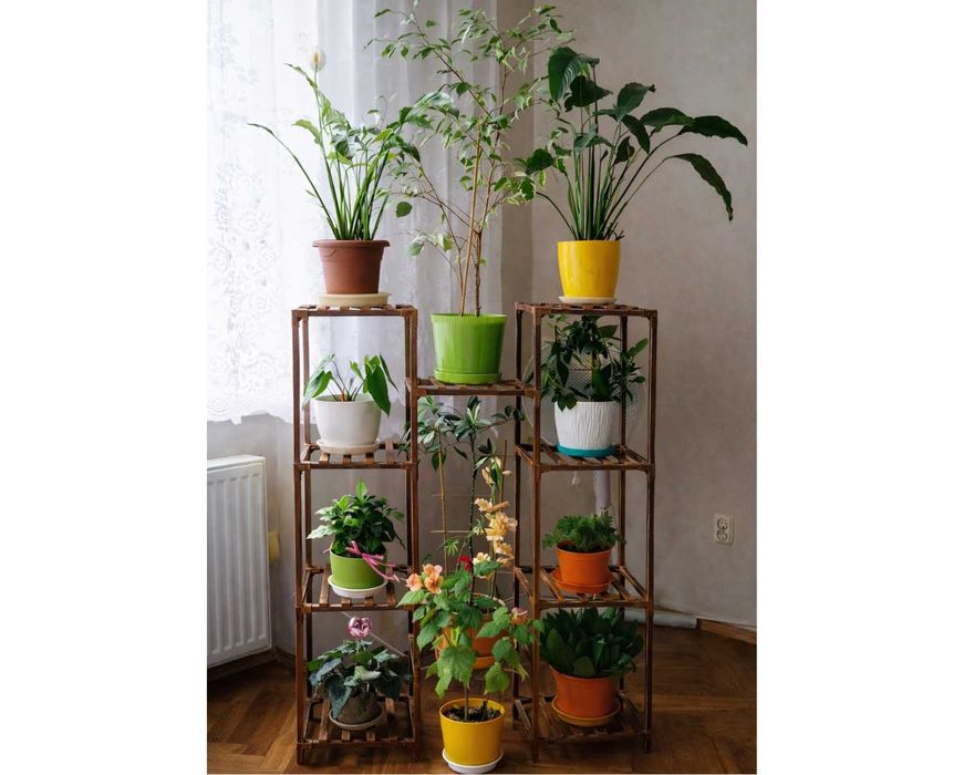 NOWY Drewniany Kwietnik Stojący na Kwiaty Rośliny Wysoki Regał Stojak