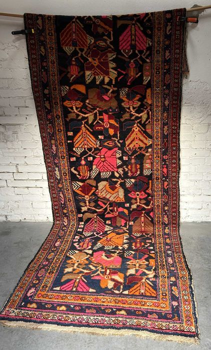 Piękny wełniany dywan chodnik vintage design lata 70 130x360 cm