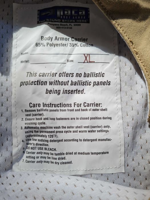 Kamizelka Paca Tan plate carrier body armor seals XL US Army