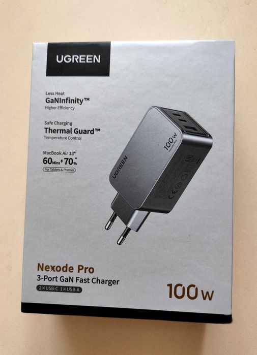 Ugreen 100W gan зарядка телефон айфон зарядне в прикурювач 130W югрін