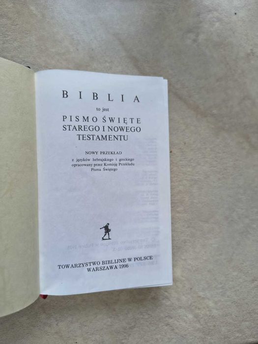 Pismo Święte Biblia Warszawska mały format 1996 - twarda okładka