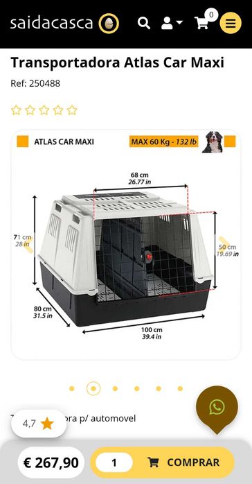 Transportadora cão Atlas Car Maxi