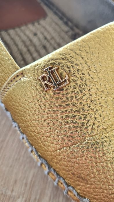 Espadryle Ralph Lauren. Złote. Cameryn. Rozmiar 37. Skóra