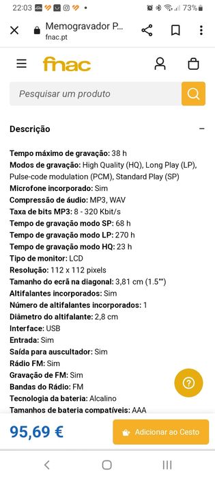 Mini gravador Philips