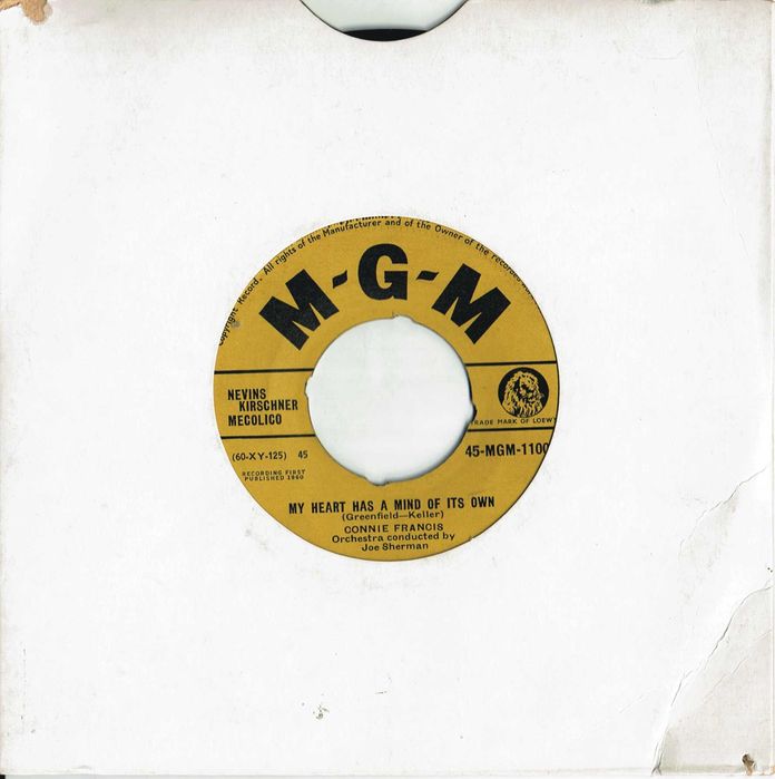 Connie Francis – My Heart Has A Mind Of Its Own - 45 rpm - UK - 1960
