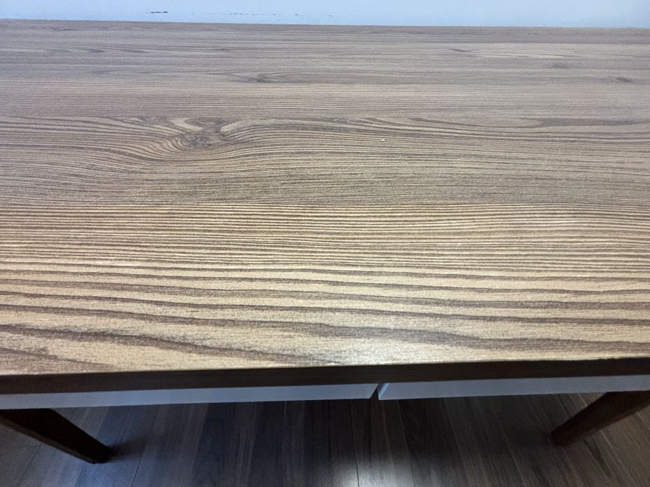 BRW biurko Heda 120 cm z 2 szufladami modrzew sibiu złoty