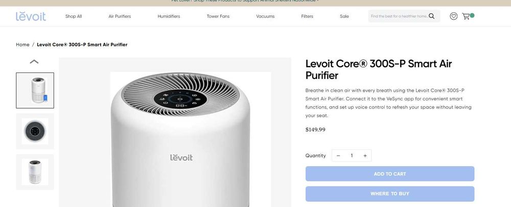 Purificador de Ar Levoit Core 300S