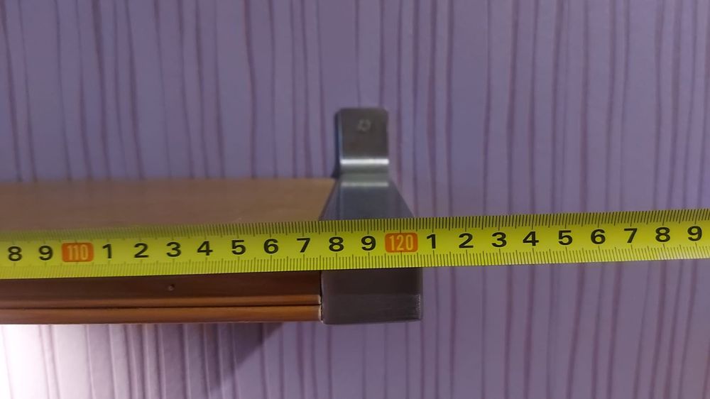 Półki 3 szt drewno uchwyty Stal nierdzewna szczotkowana