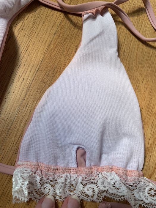 Bikini strój kąpielowy rozmiar M brudny róż z falbanką