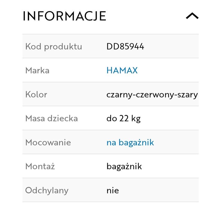 Fotelik rowerowy  HAMAX Zenith Adapter