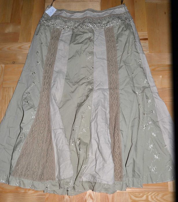 225^ m&s letnia   spódnica z bawełny z koronką  42/44