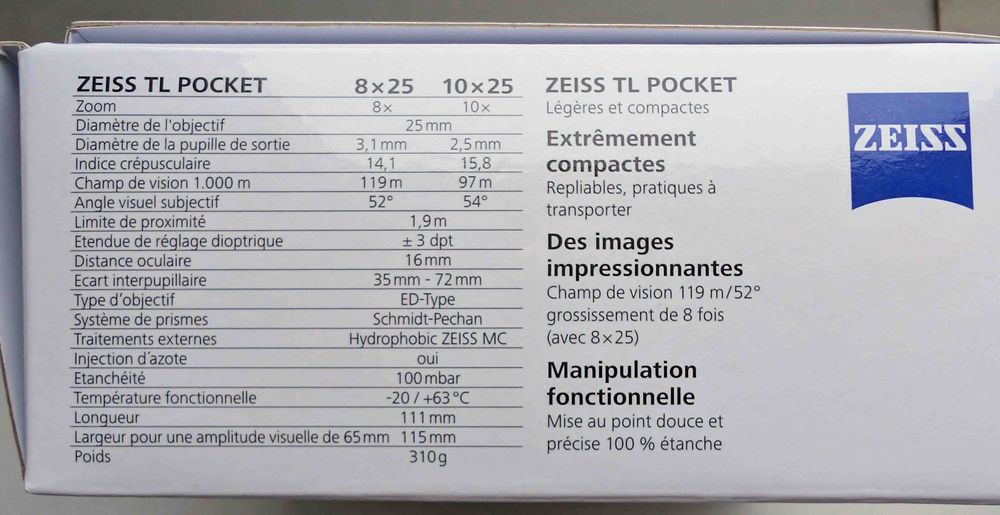 Lornetka ZEISS TL Pocket 10x25