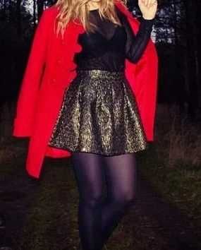 spódniczka rozkloszowana wytłaczane wzory złota S