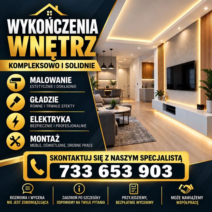 Remont/ Malowanie / Elektryka / Wykończenie wnętrz / WOLNE TERMINY