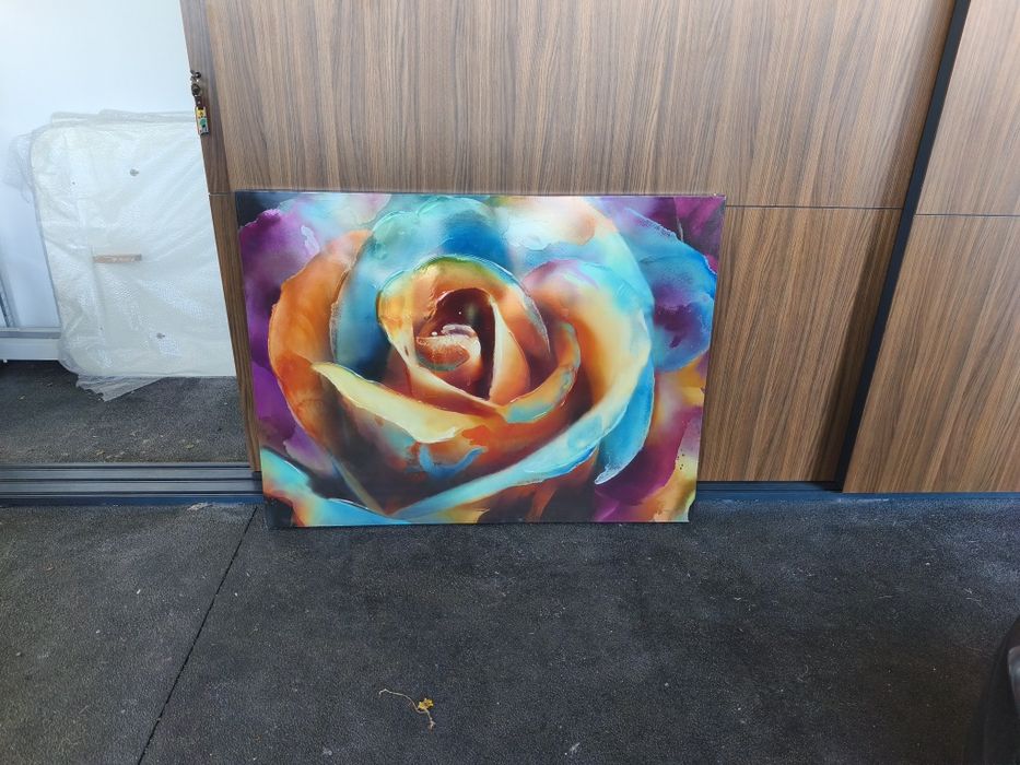 Quadro de Tela Rosa Arco Íris