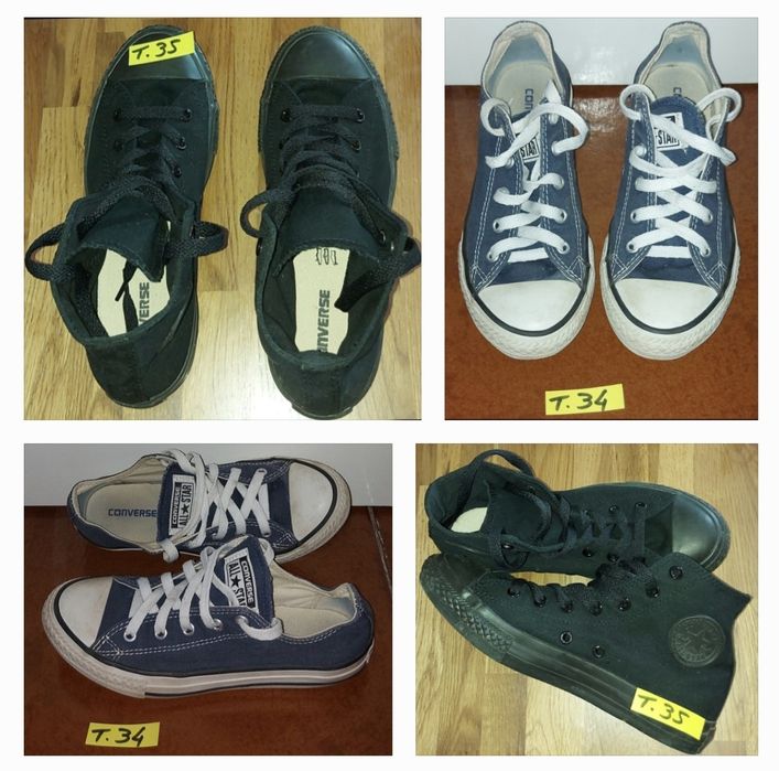 Converse altas em tecido pretas ou azul-escuras tamanho 34 ou 35