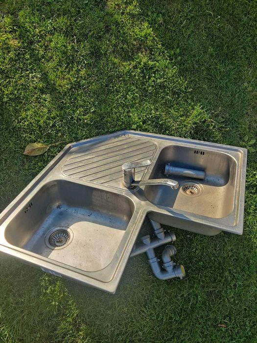 Zlew zlewozmywak stal nierdzewna nierdzewka kran syfon komplet