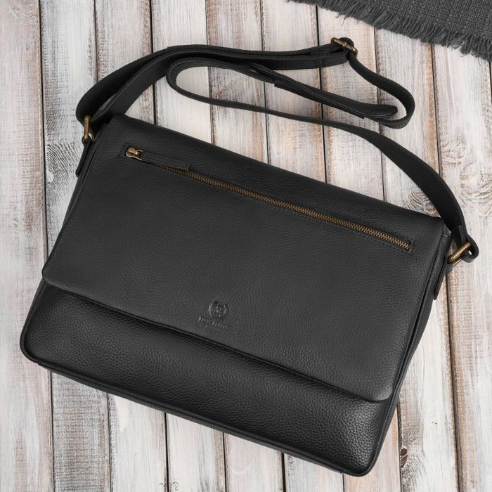 torba męska skórzana na ramię na laptopa czarna paolo peruzzi im-03-bl