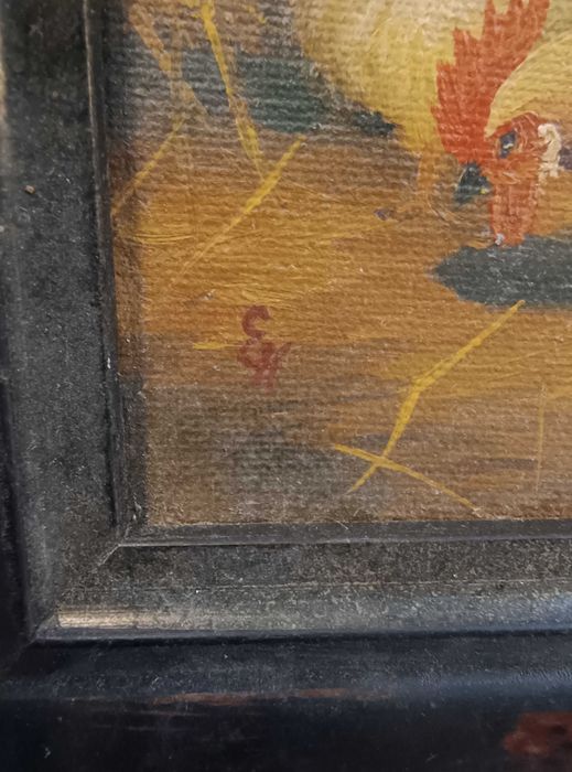 Óleo Sobre Tela Antigo – Galinheiro Escola de Edgar Hunt