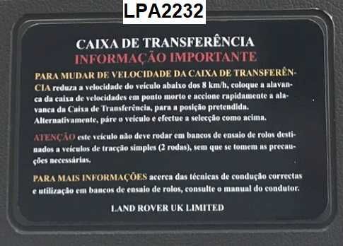 Tampa dos fusíveis Range Rover Classic Hard Dash - NOVAS - NOS