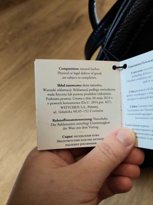 torebka skórzana wittchen granatowa ozdobny lampas metka