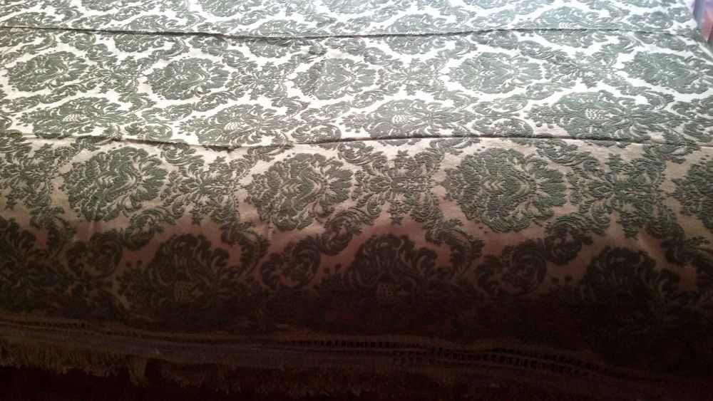 19th-Century Green and Gold Silk Coverlet