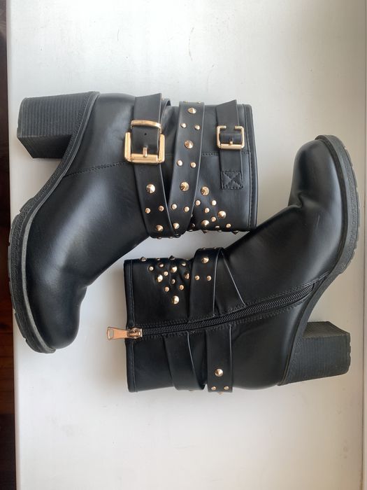 Жіночі чорні шкіряні ботинки, 39 р, кожа, демисезон