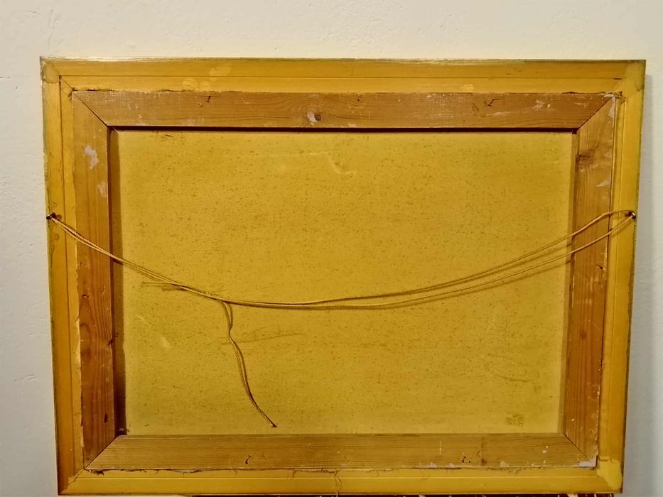 Stary obraz na płótnie marynistyka.