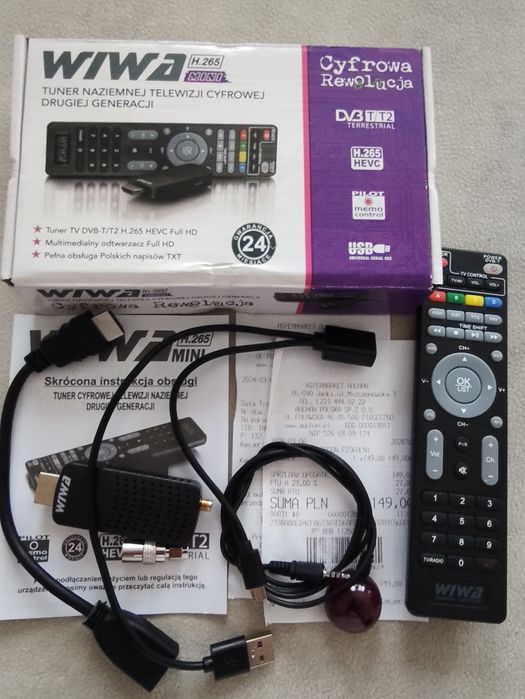 Dekoder DVB-T2 mini za telewizor zasilany z USB jak nowy.