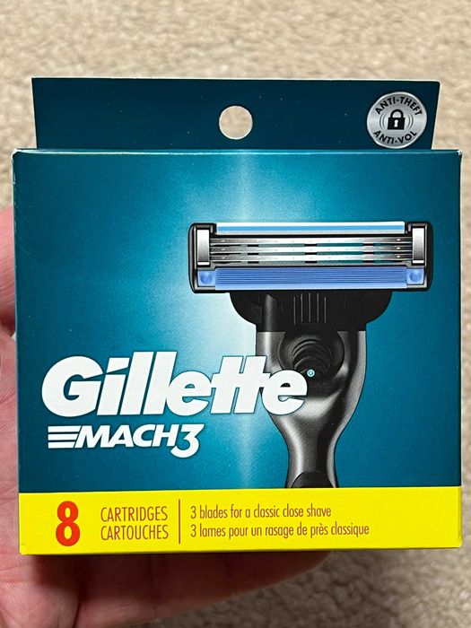 Лезвия оригинал из США Gillette Mach3 упаковка 4шт картриджи