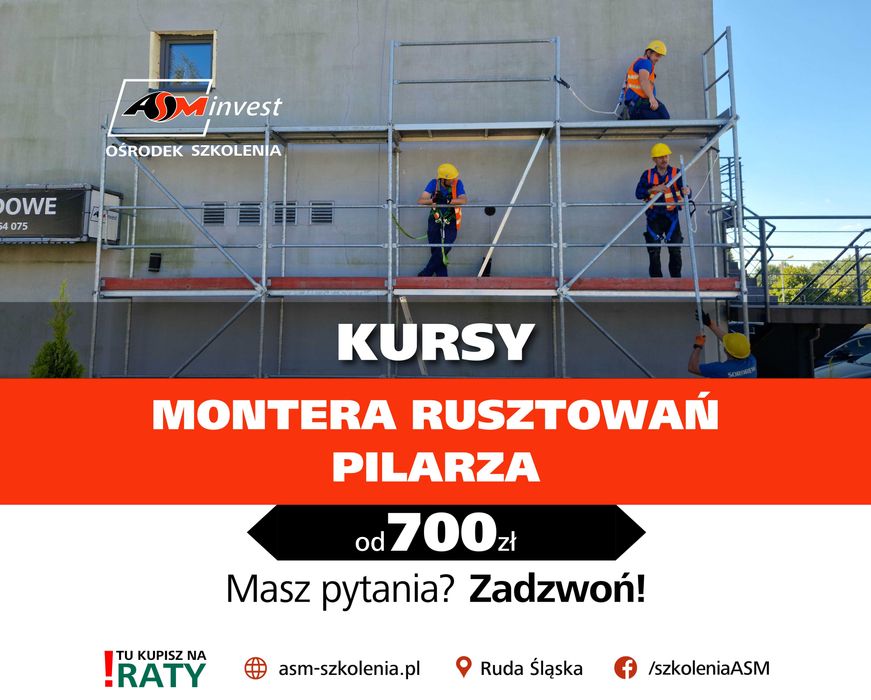 Kurs Szkolenie - Monter rusztowań rusztowania pilarz mixokret WNO