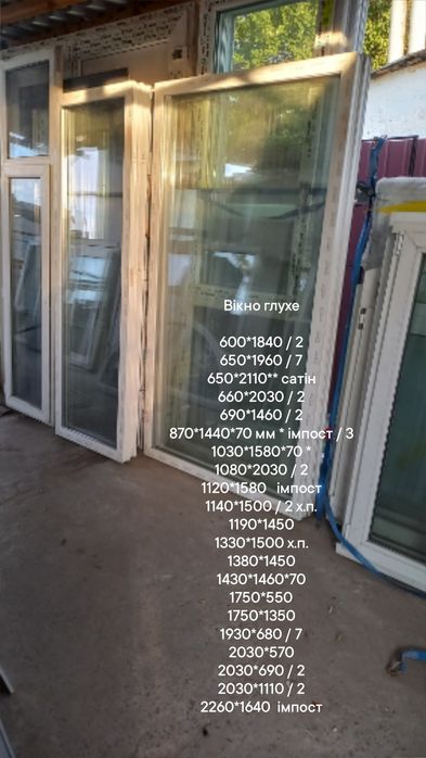 Окно / вікно 860*1350 мм*70 мм , два скла, глухе металопластико