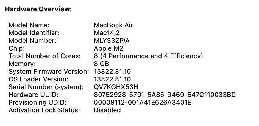 MacBook Air M2 13” 8GB 256GB – Excelente estado