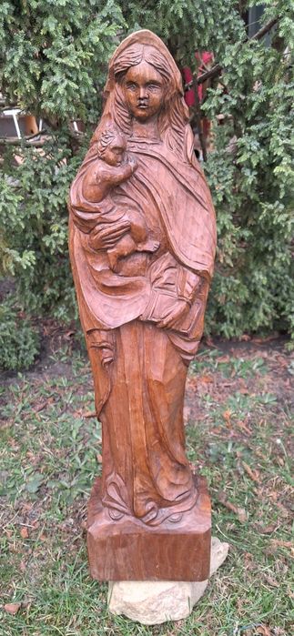 Antyk, śliczna rzeźba MB z Dzieciątkiem, lite drewno  60cm