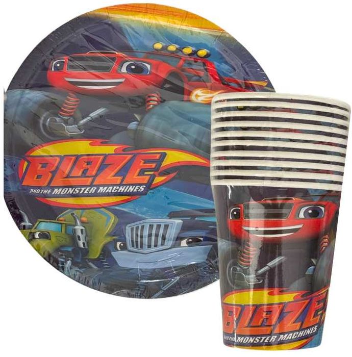 Blaze i mega maszyny kubki talerzyki zestaw 20 elem. monster truck