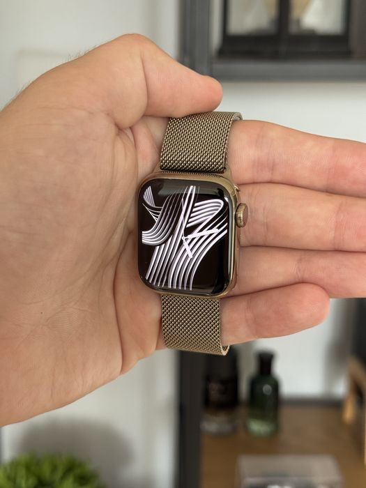 Apple Watch 7 stainless steel stal nierdzewna złoty cellular LTE