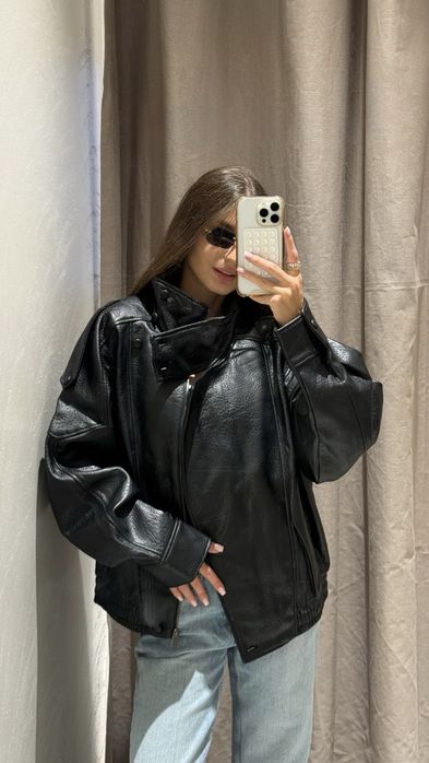 Куртка  Zara з ефектом шкіри в стилі ysl