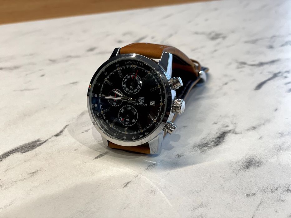 Zegarek męski BENYAR 44mm Srebrna koperta