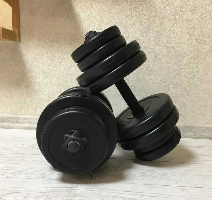 Штанга, гантелі, гантели, диски, W-гриф, розбірний набір