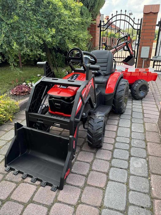 TRAKTOR na Akumulator z przyczepką Dla Dzieci 400W 24V Koparka Ciągnik
