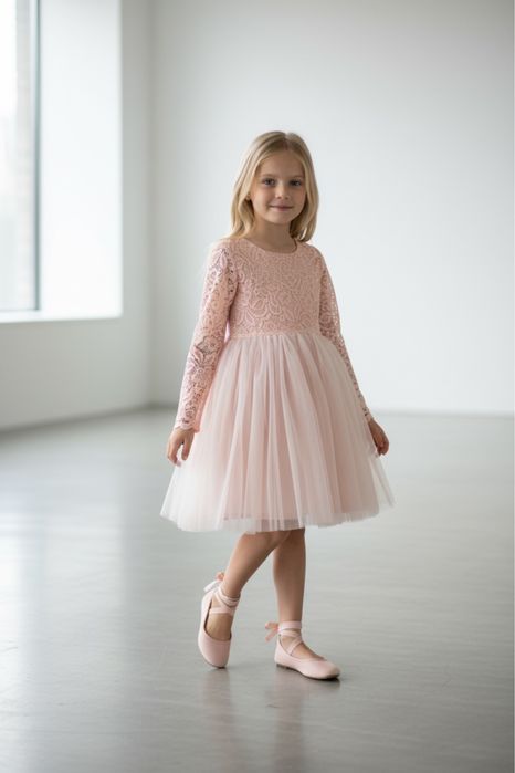 Sukienka koronkowa tiulowa 128 wesele komunia