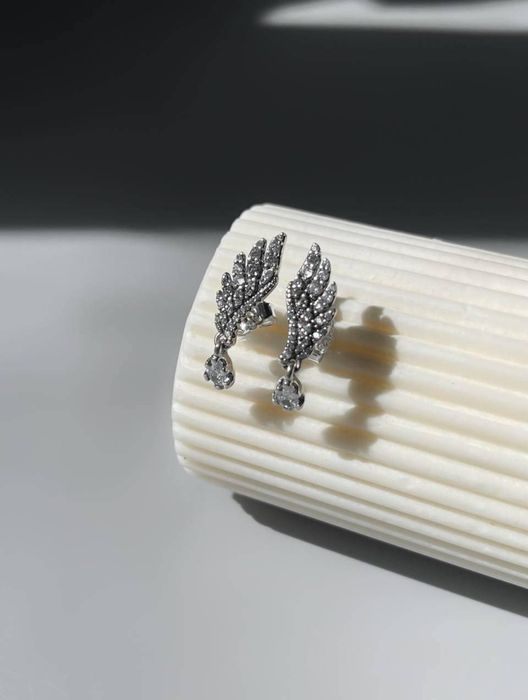 Сережки Pandora Крила янгола / Посріблені сережки Пандора / Сережки Pandora «Крила ангела» (посріблення) — Вишуканий подарунок дівчині