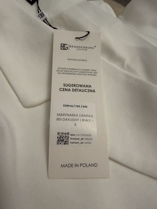 Marynarka damska ze spodniami-  biała- BG Daylight Made in Poland